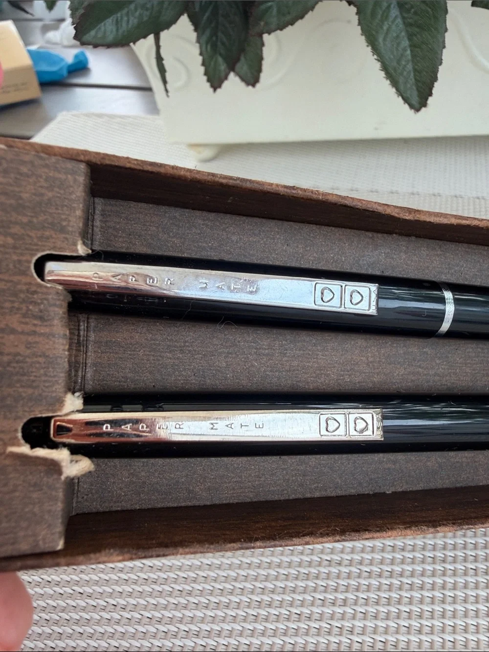 Vintage PAPER MATE black chrome set of two ink pen and pencil RARE FIND